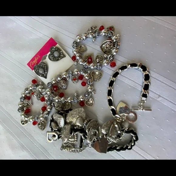 Heart-shaped Silver-tone Jewelry Lot - Picture 4 of 12